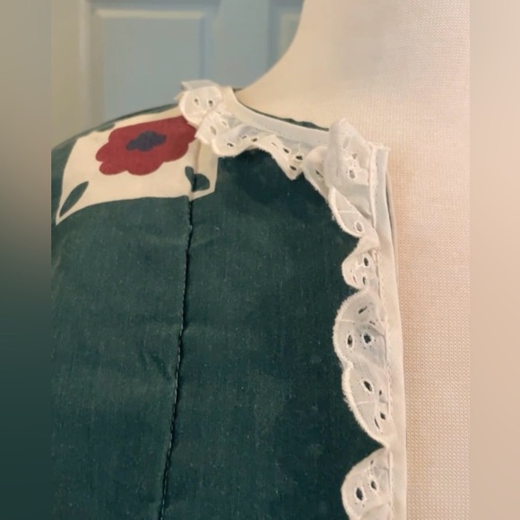 🌲folk Norway green & burgundy quilted jacket with velvet sleeves *firm price - Picture 2 of 3